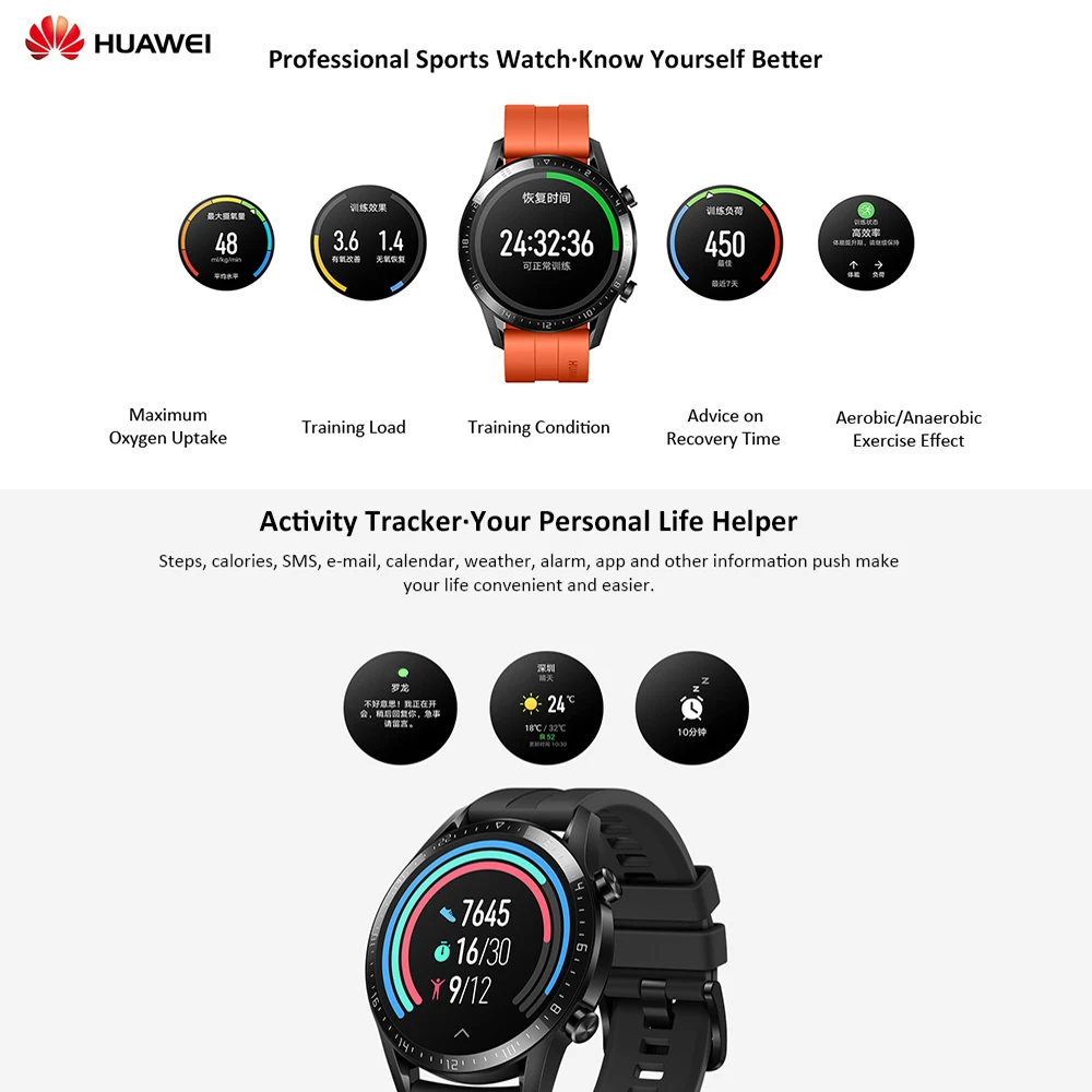 HUAWEI WATCH GT 2 спортивные умные часы 14 дней в режиме ожидания сна монитор сердечного ритма gps фитнес трекер активности Смарт-часы для мужчин и женщин