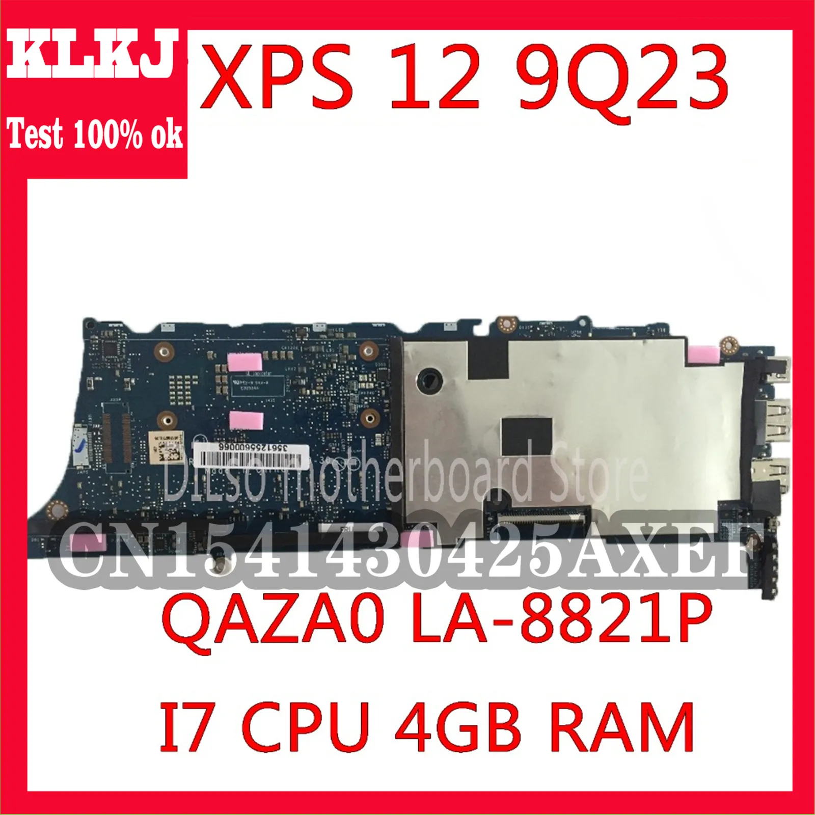 

KLKJ LA-8821P Motherboard For DELL XPS 12 9Q23 Motherboard QAZA0 LA-8821P REV:1.0 Motherboard I7-3537U/3517U 4GB RAM Test 100%