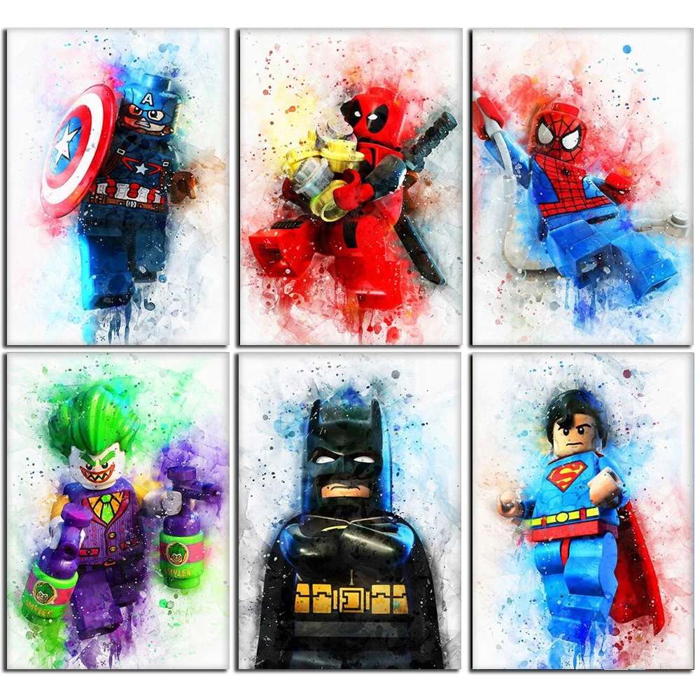С героями комиксов Марвел акварель супер герой цельный Комнаты Настенный декор
