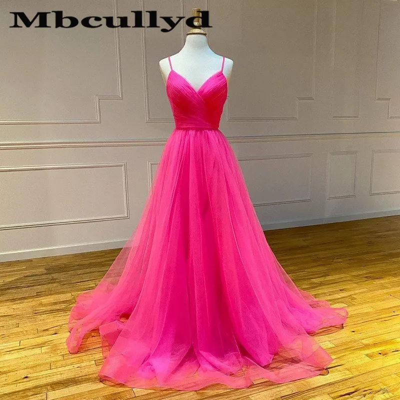 

Mbcullyd Charming V-neck Prom Dresses Long 2023 Ruffled Tulle Evening Pageant Gowns For Women Vestidos de fiesta de noche