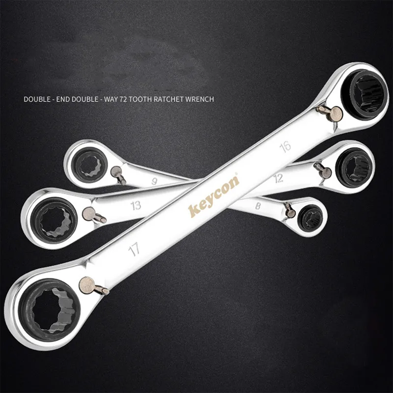 Набор двухсторонних гаечных ключей с храповым механизмом 72 зубцами быстрое