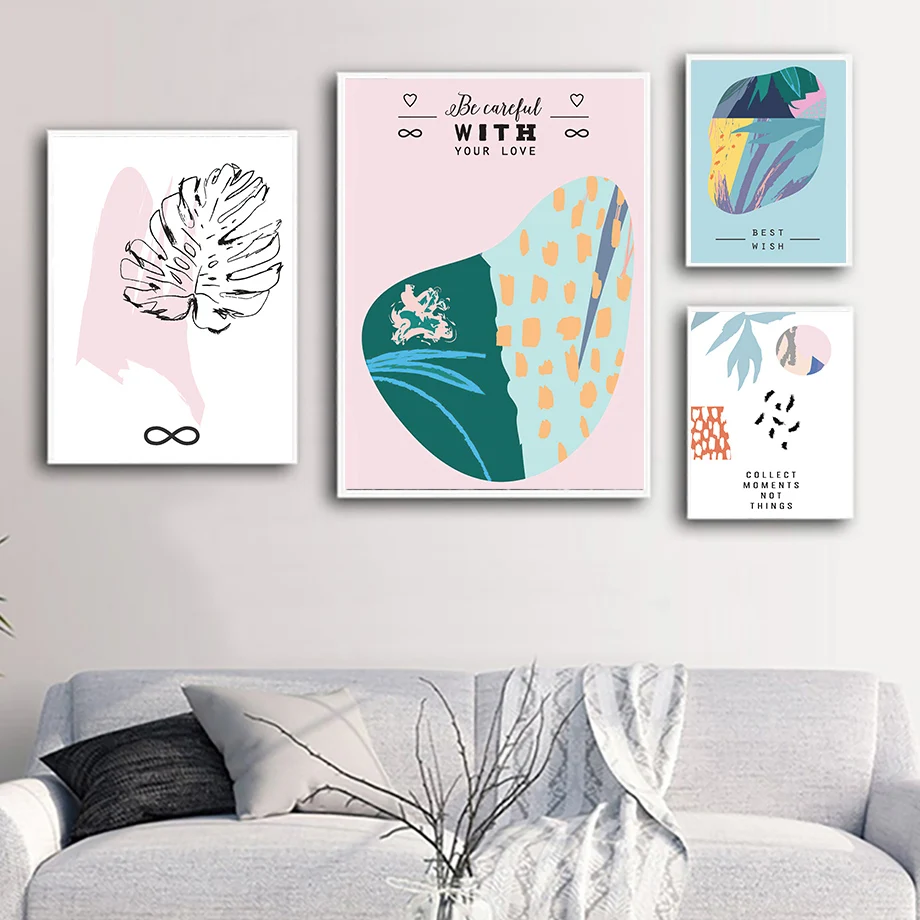 

Abstract Leaf Color Block Line Wall Art Canvas Nordic Posters And Prints Wall Pictures For Aesthetics Living Room DecorPainting