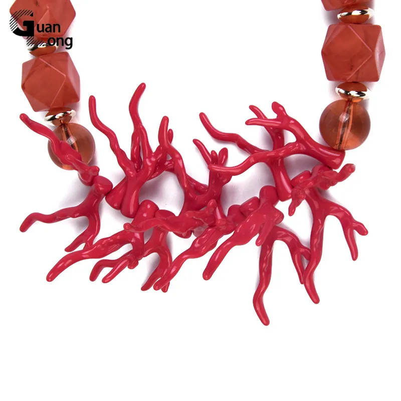 Длинное рождественское ожерелье GuanLong с красными рогами для девочек винтажное