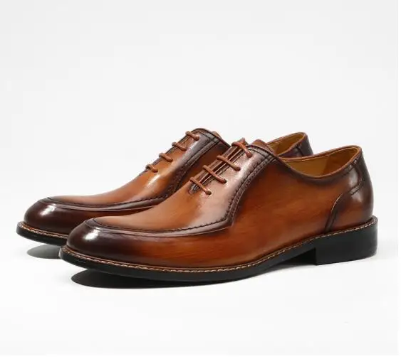 2 цвета Новинка Мужские модельные туфли с круглым носком модная мужская обувь