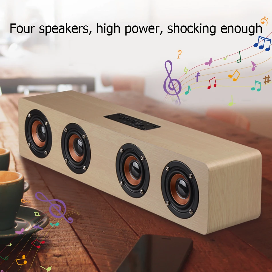 12 Вт Hifi динамики с Bluetooth беспроводной стерео сабвуфер Altavoz деревянный домашний