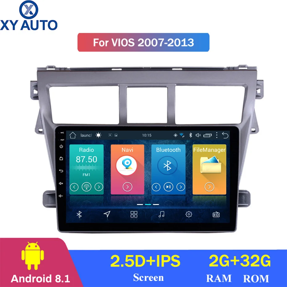 9 дюймов 2.5D IPS HD сенсорный экран Android 8 1 2G RAM 32G ROM NAVI для Toyota Vios 2008-2013 с Bluetooth USB WIFI SWC |