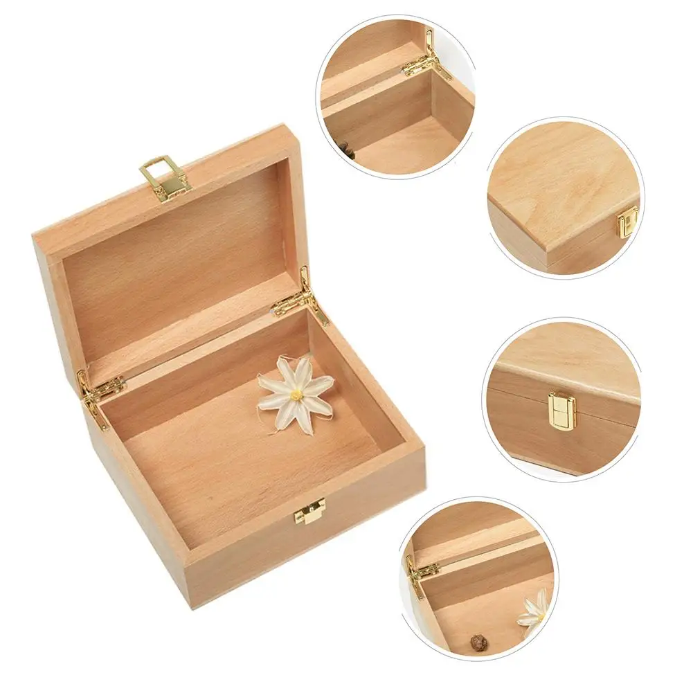 Большая деревянная коробка с откидной крышкой для хранения белая декоративные