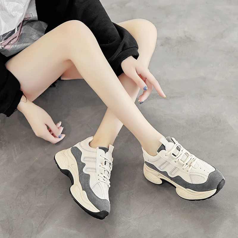 Модная женская обувь кроссовки Ulzzang Студенческая спортивная на толстой подошве