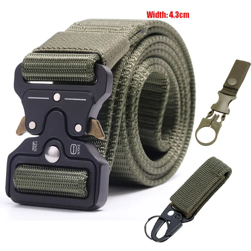4.3cm blet and 2hook Военный тактический ремень, мужской нейлоновый поясной ремень с металлической пряжкой, усиленные тренировочные ремни, Охотничьи аксессуары, ширина 4,3 см 135 см - Цвет: 4.3cm blet and 2hook