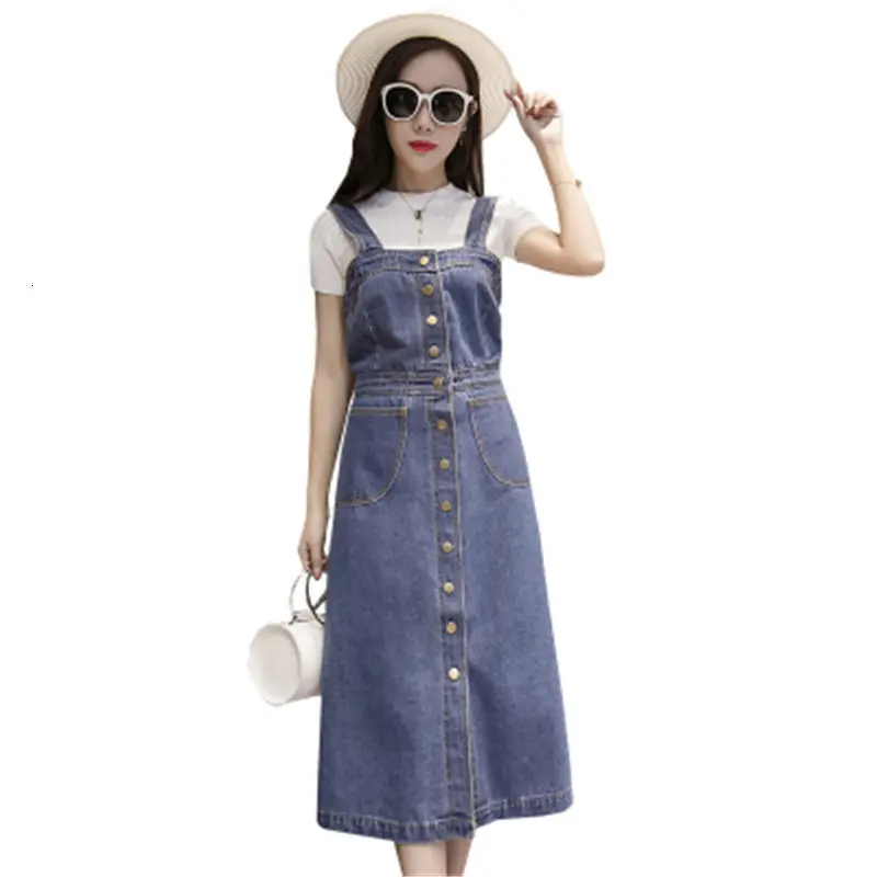 Плюс 5XL модные подтяжки Длинное Платье женское 2019 Весна новое Синее джинсовое