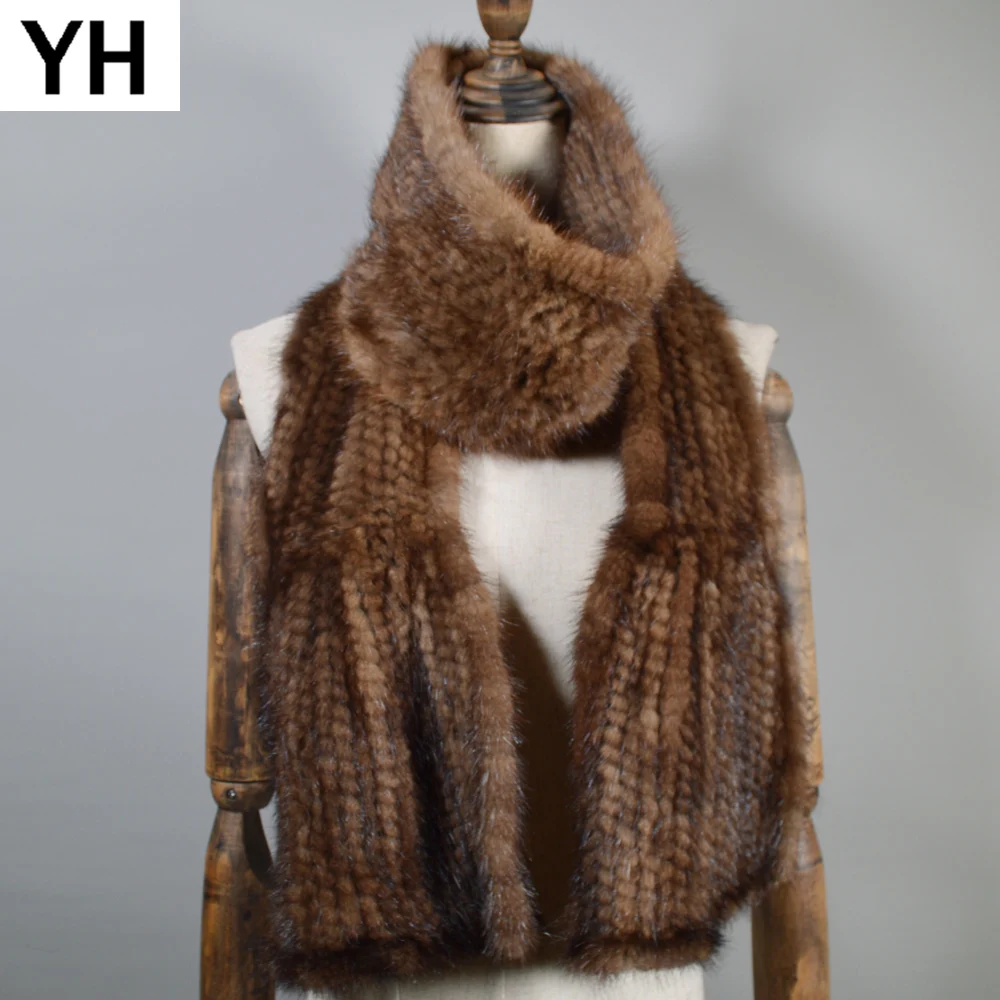 2021 длинный стильный Зимний шарф из натурального меха норки 100% натуральная