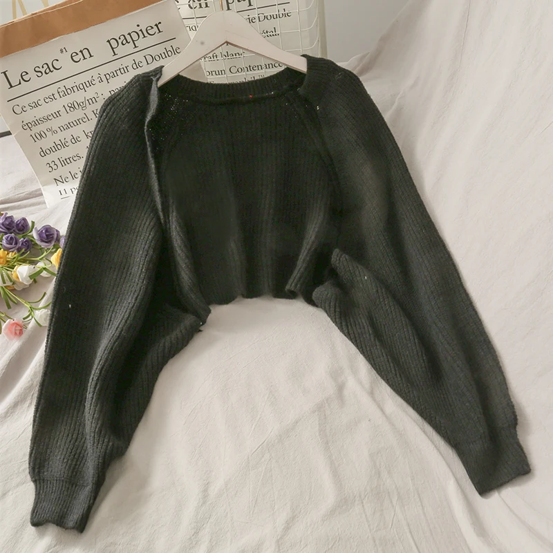 Осенний облигающий Короткие v образным вырезом кардиган верхняя одежда свитер