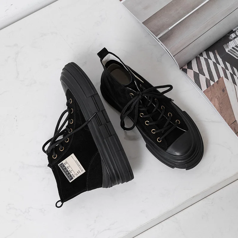 

New Women genuine leather winter boots warm fur women fashion platform shoes 2019 retro high-top casual martin boots botas mujer