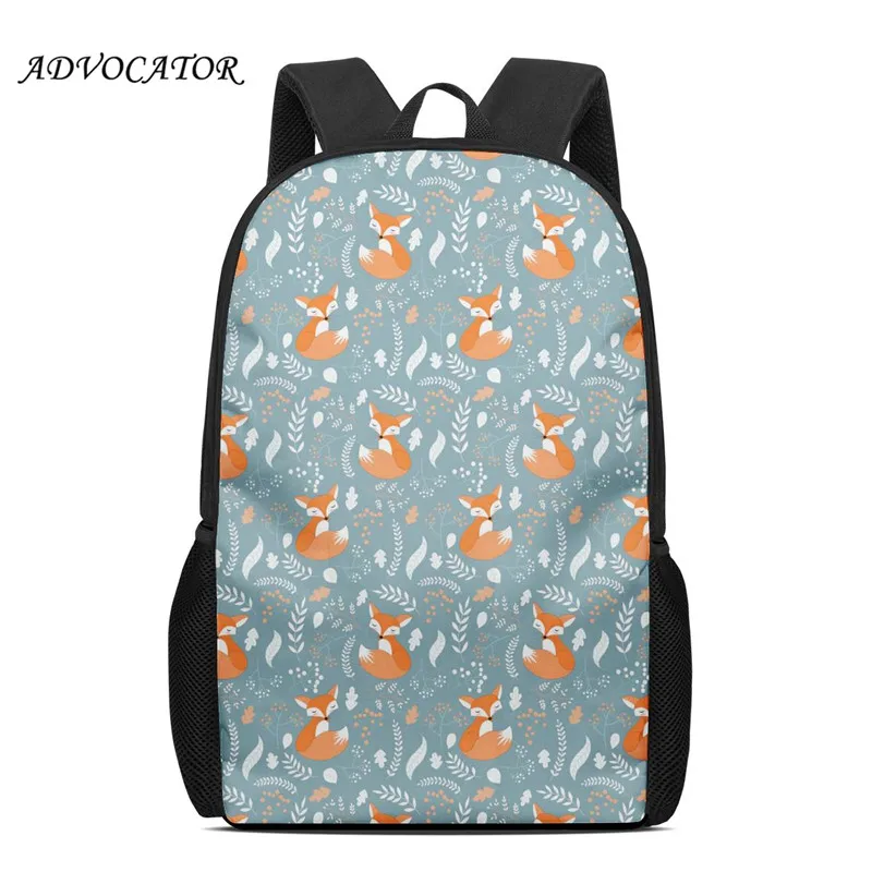 Teenagers School Bags Boys and Girls School Backpack Daypack FOX Print Men Women Work Travel Laptop Backpack Mochila Infantil