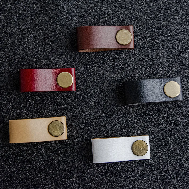 

5 Colors Kitchen Furniture Knobs Dresser handles leather handles small wardrobe knobs drawer knobs for Furniture