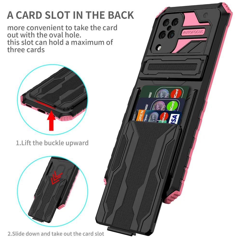 

Armor Shockproof Card Slot Case For Samsung Galaxy A12 Shockproof Stand Holder Cover For SamsungA12 A 12 SM-A125F Cases Coque