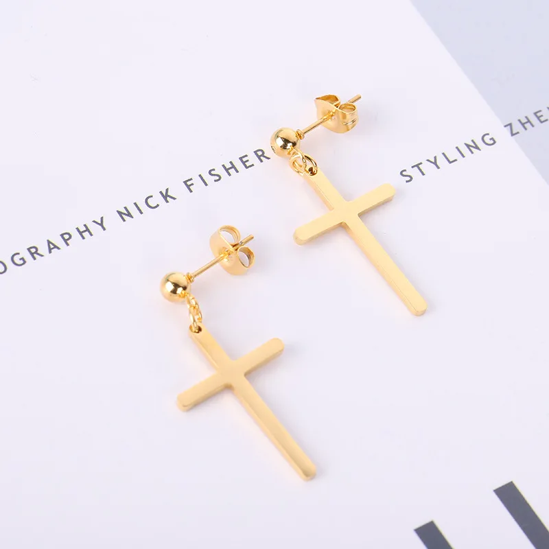 

Fashion Cross Pendant Drop Earrings For Women Girl Gold Silver Color Piercings Helix Piercings Dangle Earrings Jewelry Gifts