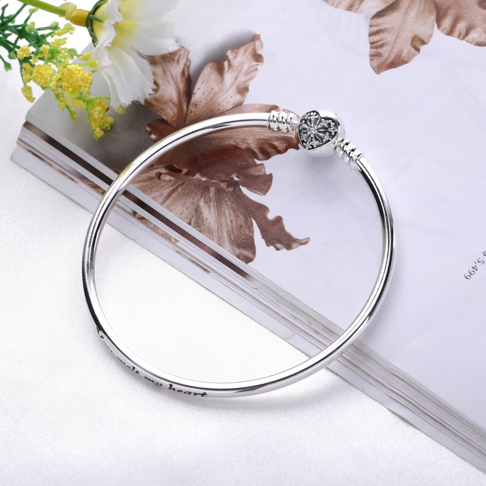 Moonmory подлинное серебро 925 пробы сердце зимы Снежинка застежка для браслета