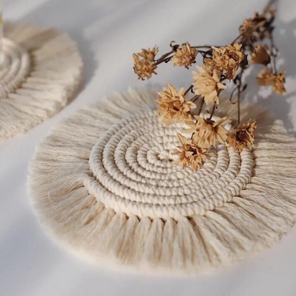 Макраме под горячее, подставка под кружку, Богемия, скатерть чашки Coaster Pad Северная Европа Стиль чистый ручной хлопковая оплетка теплоизоляционные маты