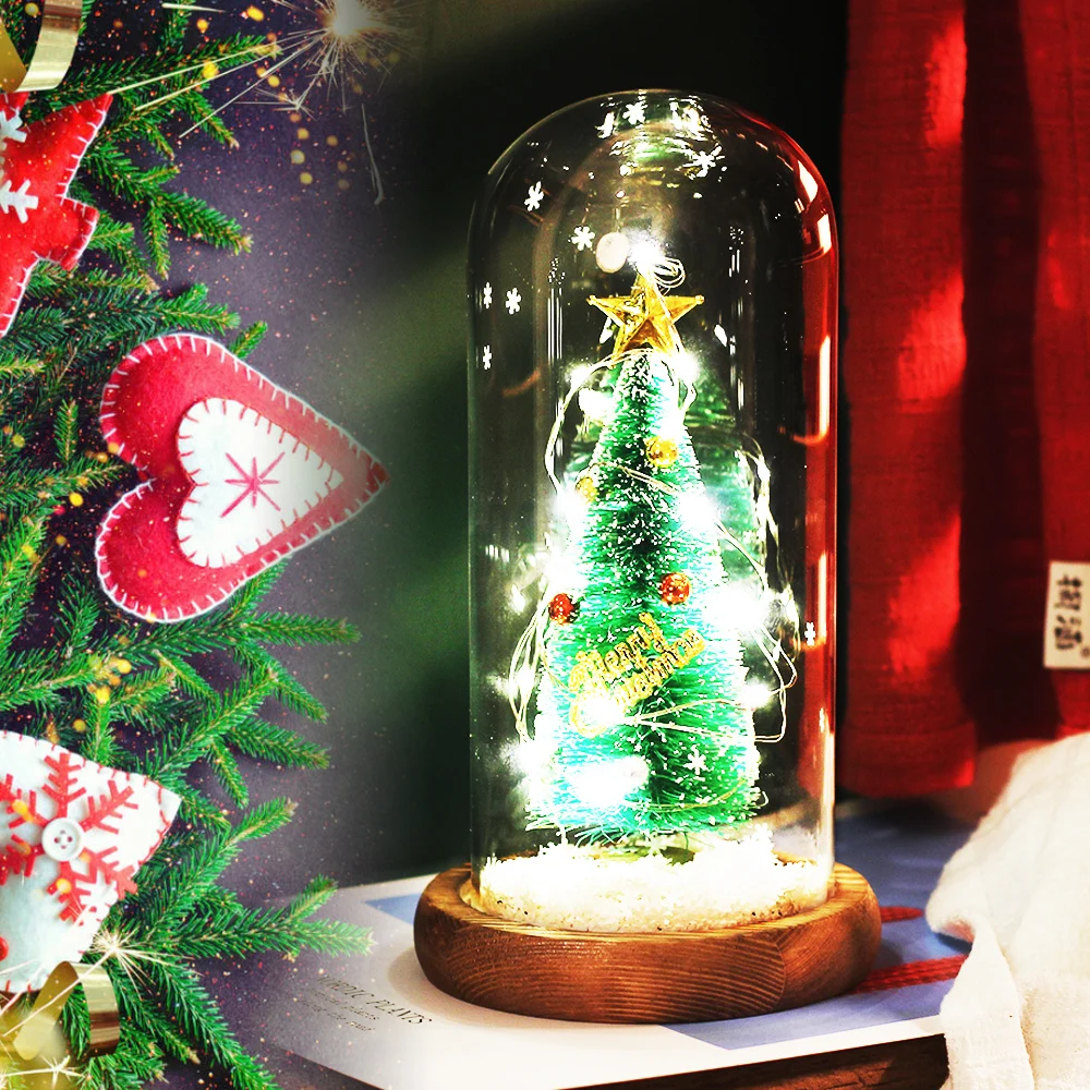 

Christmas Trees Under Glass for Home Wedding Gifts for New Year Christmas Gifts Family Decoration Valentines Day Gift