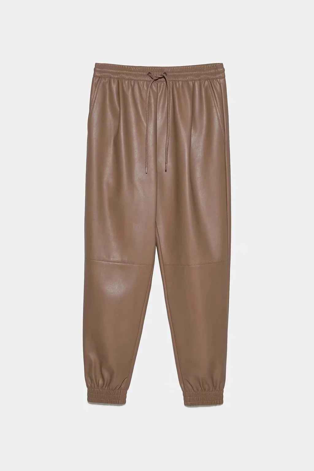 Винтажные брюки цвета хаки из искусственной кожи женские спортивные штаны