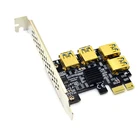 PCI-E 1x до 16x Райзер-карта PCI-Express от 1 до 4 слотов PCIe USB 3,0 адаптер Порт усилитель Майнер-карта для майнинга биткоинов BTC 2021