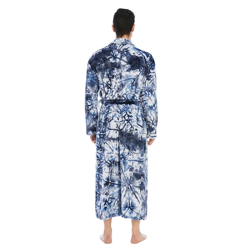 High quality home wear flannel pajamas tie-dye pajamas winter thickening home clothing long sleeve long pajamas2021