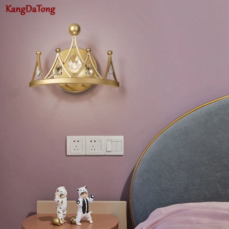 

Cartoon Personality Crown Crystal Led Wall Light Children Room Living Room Corridor Interior Lighting Decorative Eye Lamp