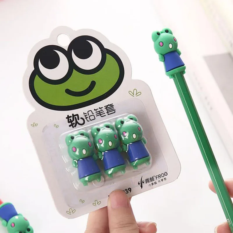 Колпачки для карандашей 3 шт. упак. колпачки с милыми животными лягушки защитные