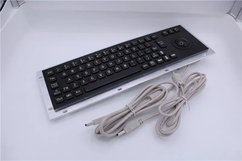Waterproof IP65 Vandal Proof Panel Mount USB Wired Stainless Steel Industrial Metal Keyboard With Trackball Mouse
