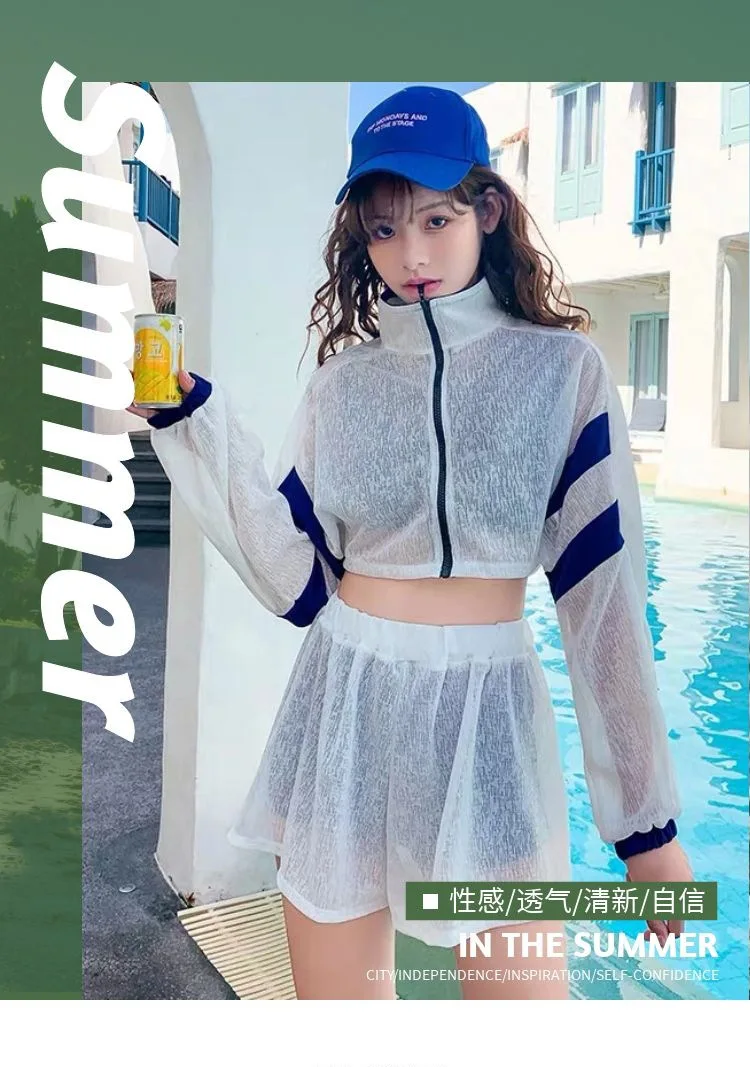 

Swimsuit Women's Four-piece Suit Conservatively Hot Spring Swimwear Ladies Beachwear Honeymoon