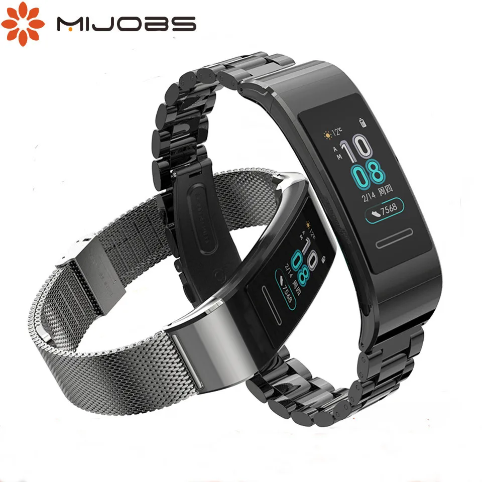Mijobs для huawei Band 3 браслет для huawei Band 3 pro ремешок металлический ремешок для часов из нержавеющей стали умные аксессуары