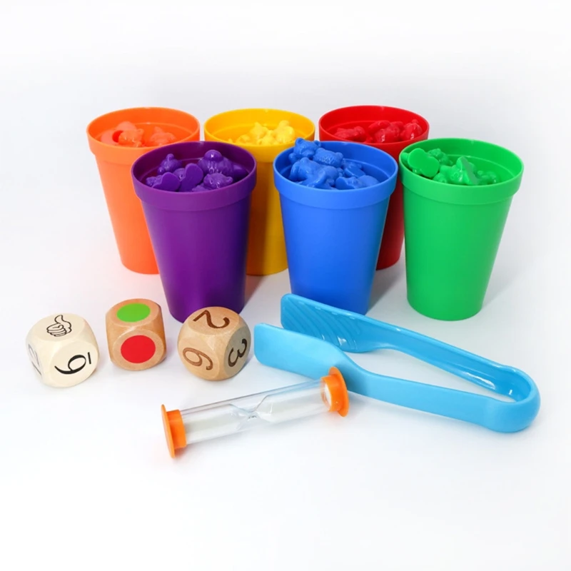 

Table Play Toy Brain Game Portable Multifunctional Counting Game with Plastic Cups Creative Kids Gift A2UB