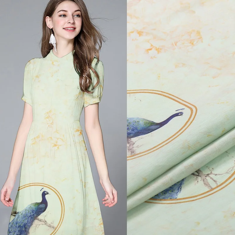 

Natural Mulberry Heavy Silk Linen Fabric 35mm Digital Printed Garment Dress Fabric Wholesale Cloth Per Meter Sewing Material