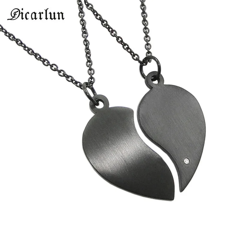 DICARLUN разбитое сердце ожерелье для влюбленных пар из нержавеющей стали Сердце