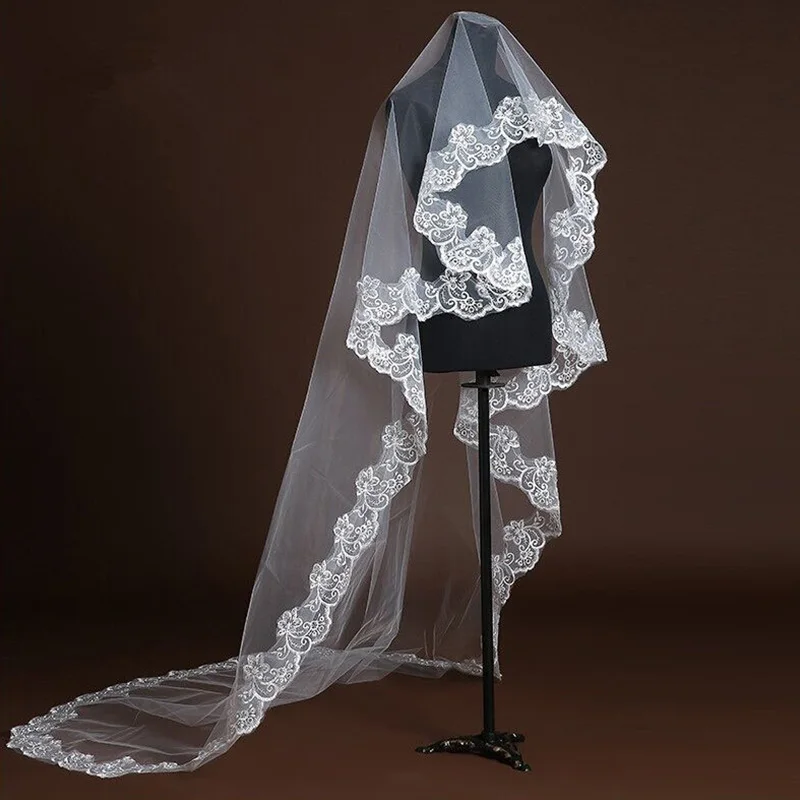 Свадьба Длинная Вуаль белая Фата красный вуаль для венчанияveu де Noiva Longo 2 9 м