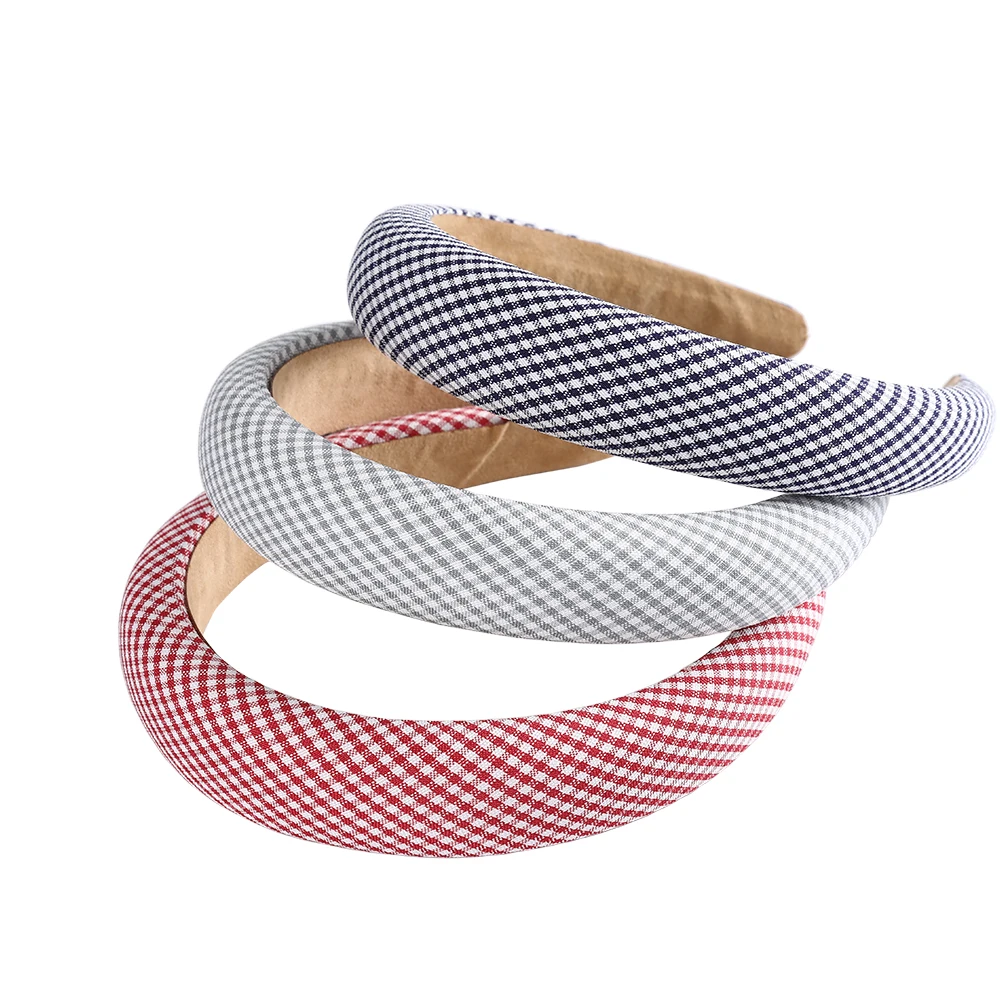 Повязка на голову Molans из толстой губки в черную клетку для женщин и девушек