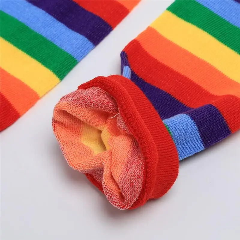 Лидер продаж 2019 детские носки в радужную полоску цветные гольфы хлопковые яркие
