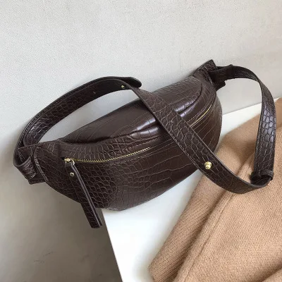 Coffee Модная поясная сумка из крокодиловой кожи, новинка, женская Европейская сумка через плечо, маленькая винтажная сумка с узором «Аллигатор», мини сумка на плечо - Цвет: Coffee