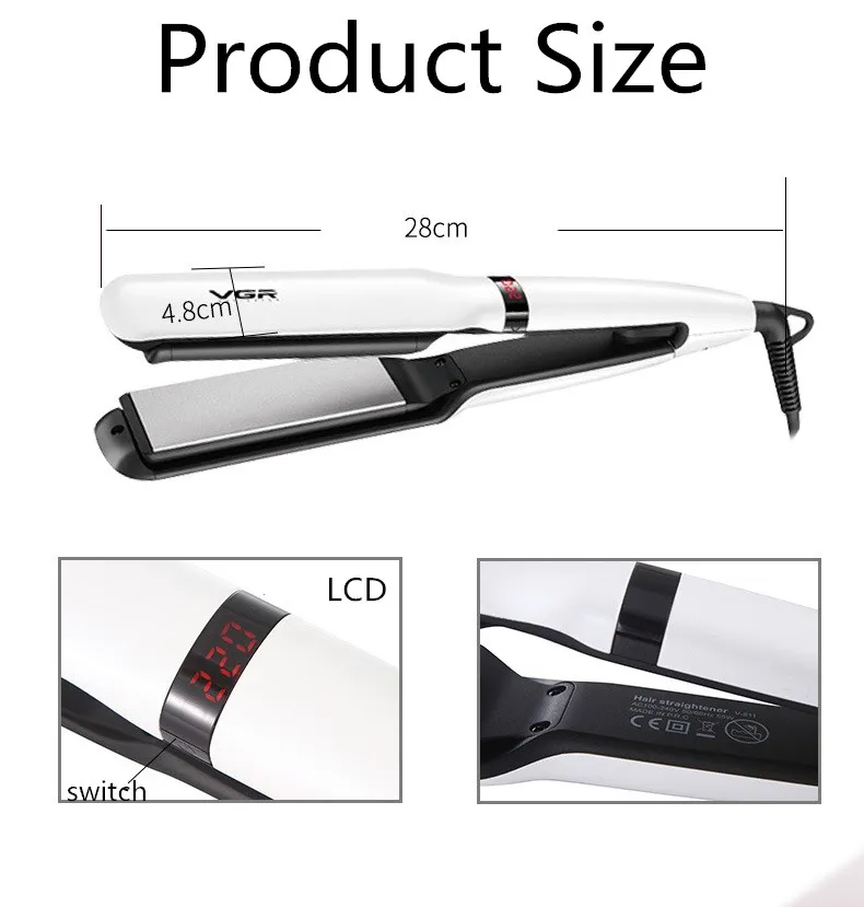 Выпрямитель для волос 2-в-1 с керамическим покрытием гребень завивки Плойка