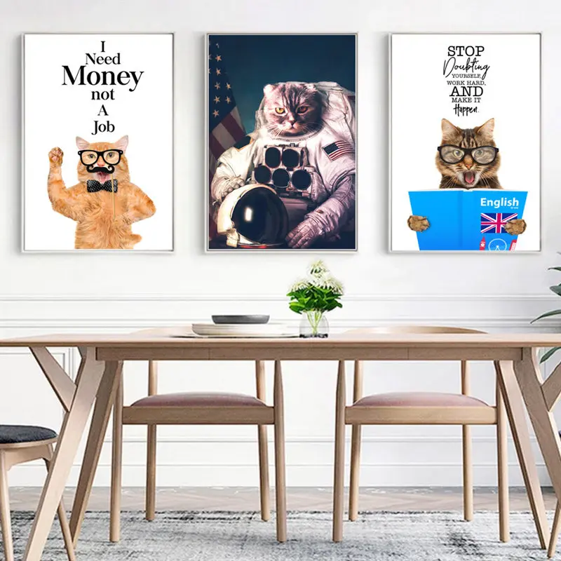 

Nordic Cat Posters and Prints Canvas Art Paintings Wall Art Pictures Animal Letter Bedroom living room Home Decoration