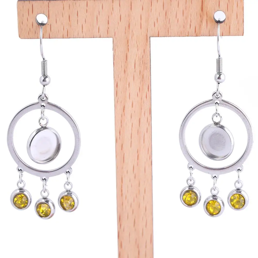 6 шт 8 мм нержавеющая сталь синий Красные кристаллы стразы основа для кабошона