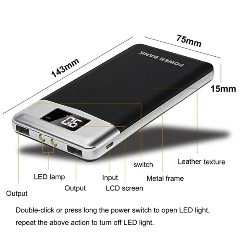 Large Capacity 30000mAh Dual USB Power Bank Quick External Battery Pack Charger Portable Emergency | Мобильные телефоны и