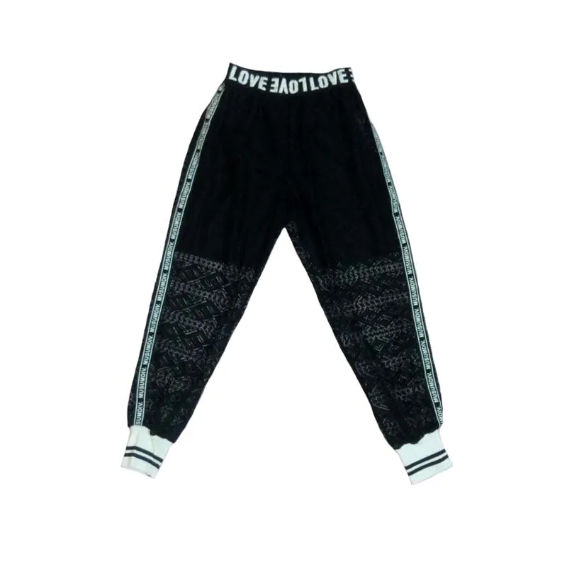 Брюки женские свободные с вырезами уличная одежда в стиле хип хоп кружевные