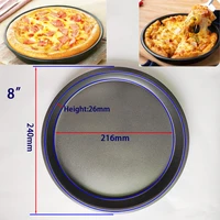 round pizza tray 8 inch pizza pan deep dish tray carbon steel non stick mold baking tool oven baking pan kitchen accessories
