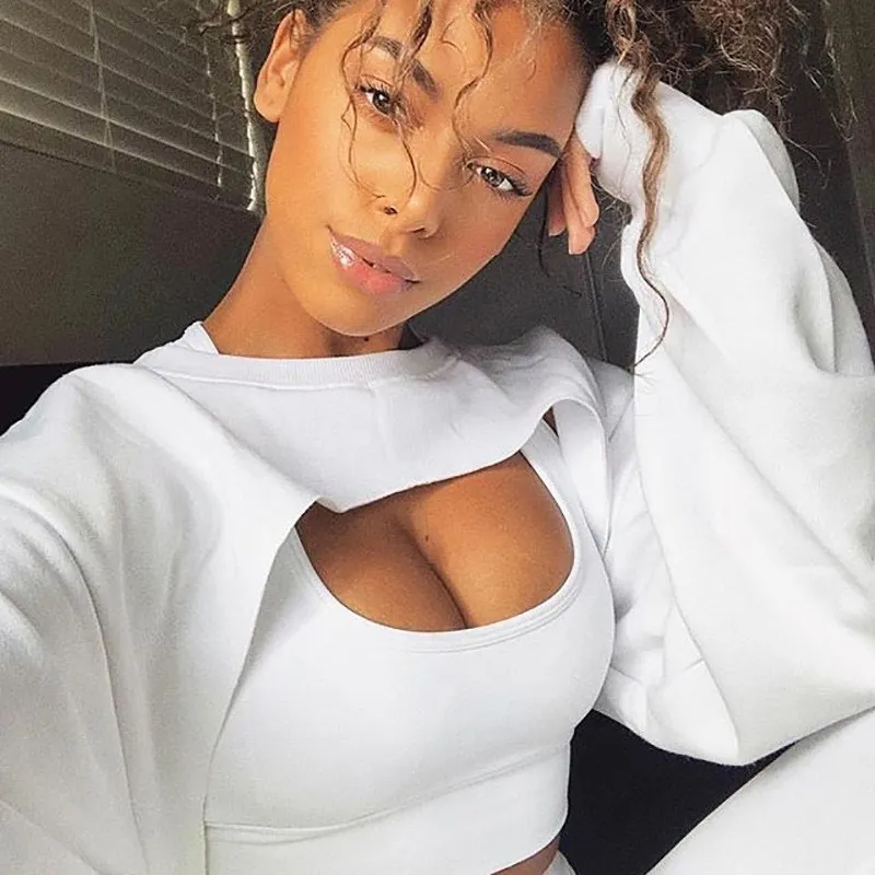 Осень 2019 одноцветные сексуальные топы с длинным рукавом женские свободные