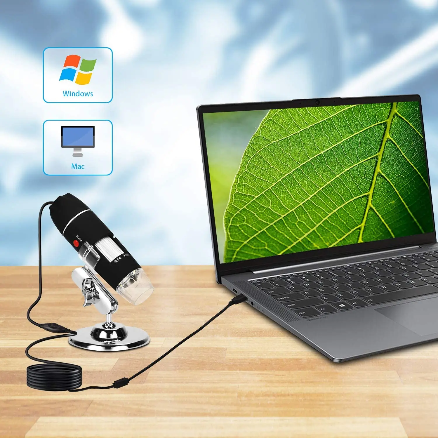 Цифровой микроскоп с USB портативный ручной увеличением 40 1000 раз и 8 светодиодный