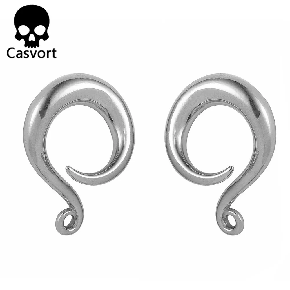 silver Casvort, 2 шт., новые ювелирные изделия, все из нержавеющей стали, серьги для пирсинга, модные крючки для ушей, висячие, упругие, пара, распродажа - Окраска металла: silver