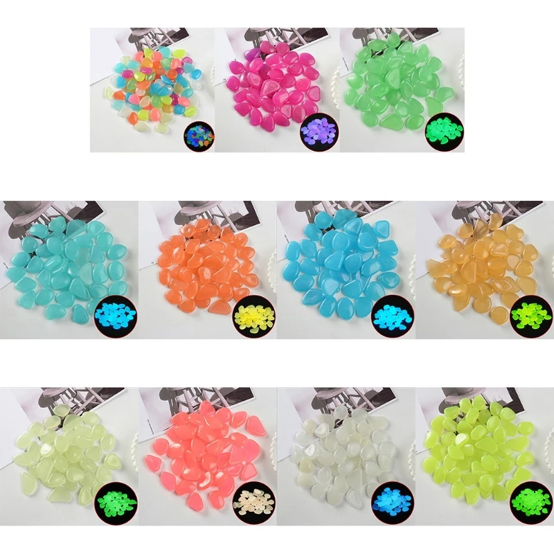 

50 Pcs Chic Style Glow in Dark Pebbles Rocks Garden Pebbles Stone for Walkway Yard DIY Decorative Gravel Stons Fish Tank
