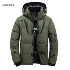 Мужской зимний пуховик, повседневная Толстая теплая парка, пальто с капюшоном, водонепроницаемая ветровка на белом утином пуху, 2020